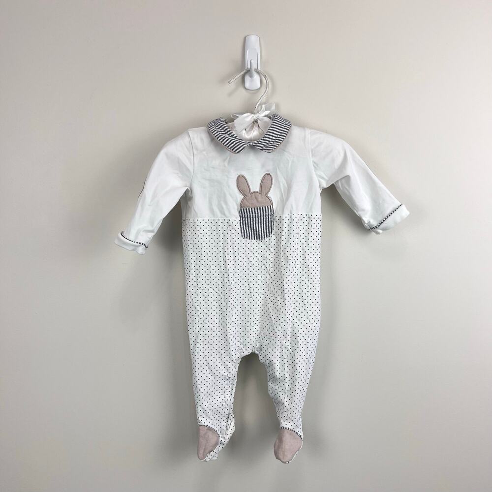 Mayoral Knit Polkadot Babygrow Applique Bunny Footie 1-2 Months